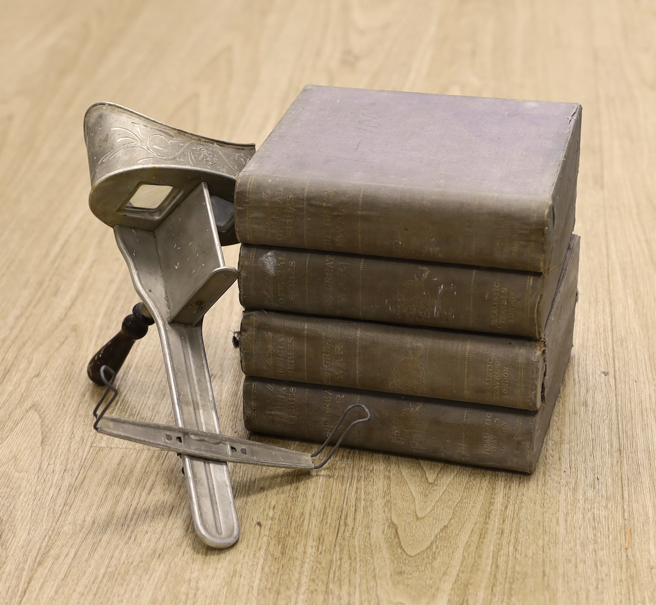 Two boxes of 'Great War' stereographic photos, by realistic travels London, official series and a viewer